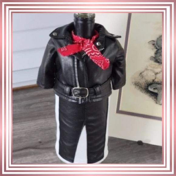 EUC! Faux Leather Jacket and Pants Wine Bottle Cover - Picture 1 of 8